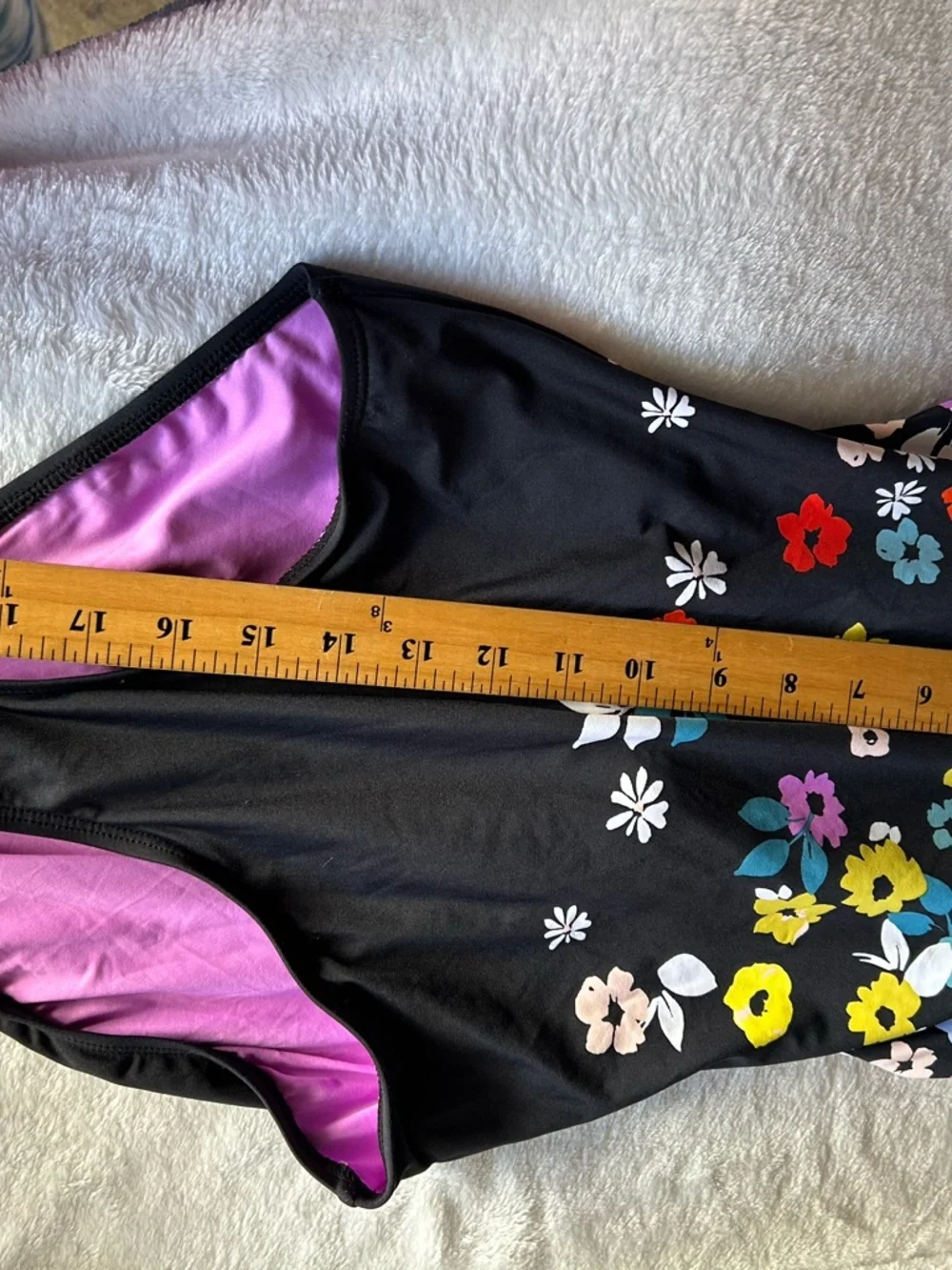 Anne Cole Black Floral One-Piece Swimsuit with Multicolor Flowers